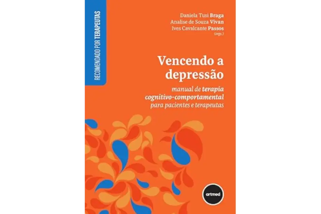 Capa do livro "Vencendo a Depressão", com um design colorido e fluido, representando estratégias de superação e bem-estar emocional.